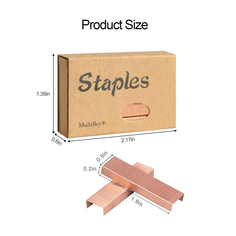 MultiBey 4000 Rose Gold Staples, Standard Size #12 Colored Staple Refill for Desk Stapler, 1000 Per Box, 4 Boxes Count Staples for Office School Home - Image 3